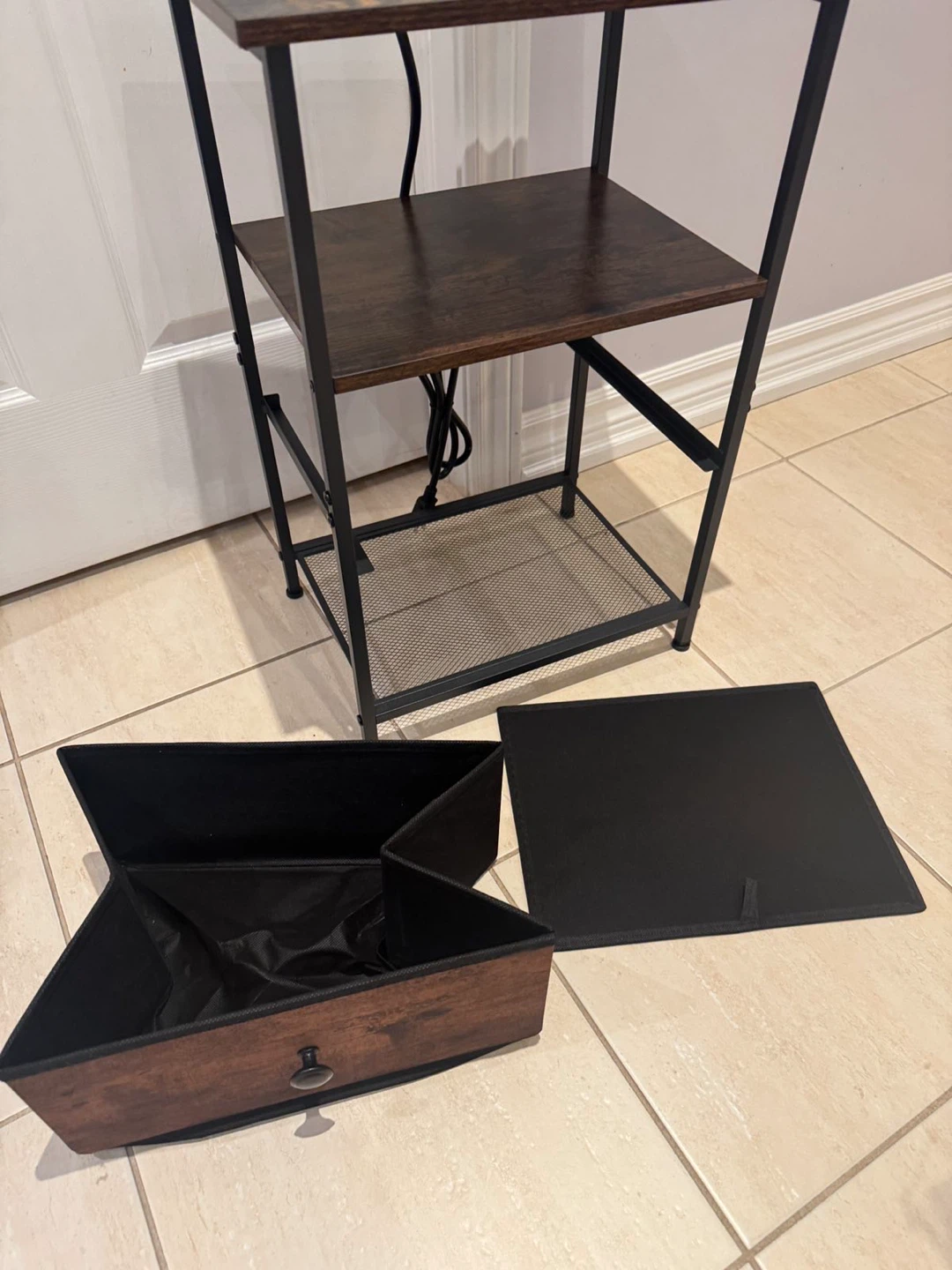Industrial Style Nightstand with Charging Station - photo 5
