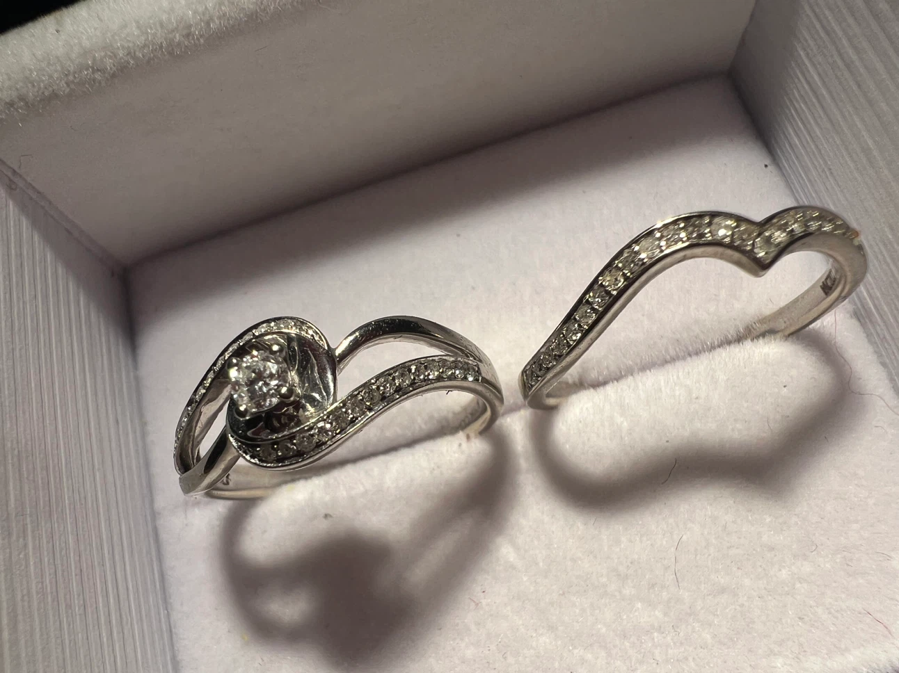 10K White Gold Diamond Bridal Ring Set - photo 2