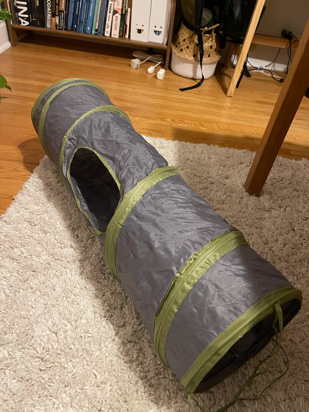 Collapsible Cat Tunnel Toy Grey and Green
