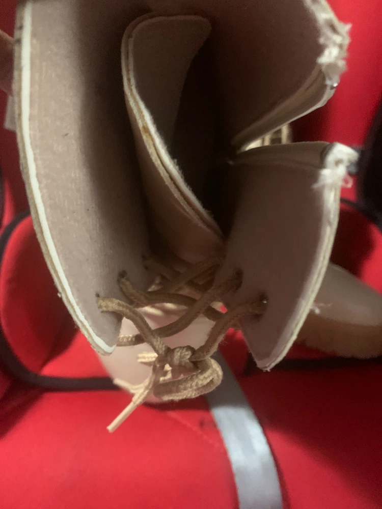 Cream Lace-Up Combat Boots Size 38 - photo 4