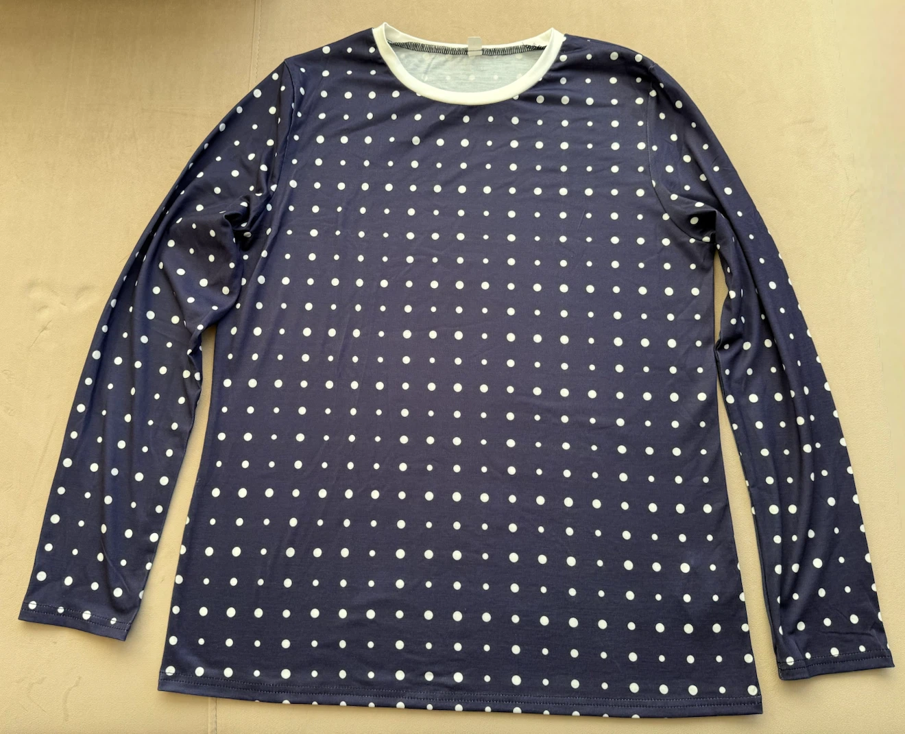 Navy Blue Polka Dot Long Sleeve Top
