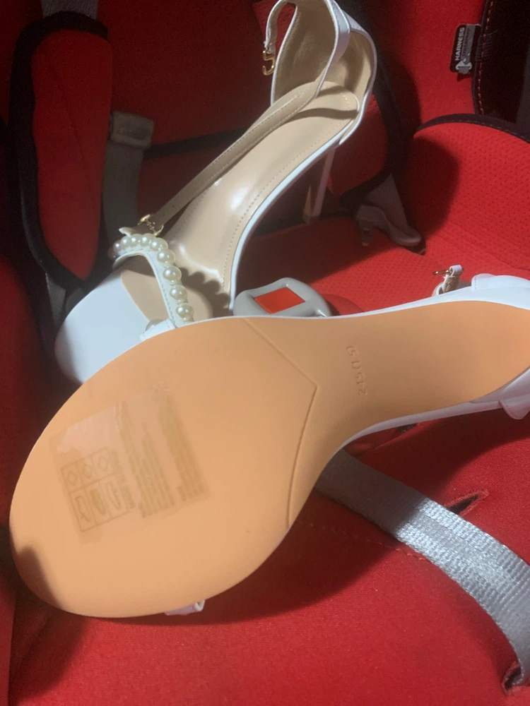 White Pearl Ankle Strap Heels - photo 2
