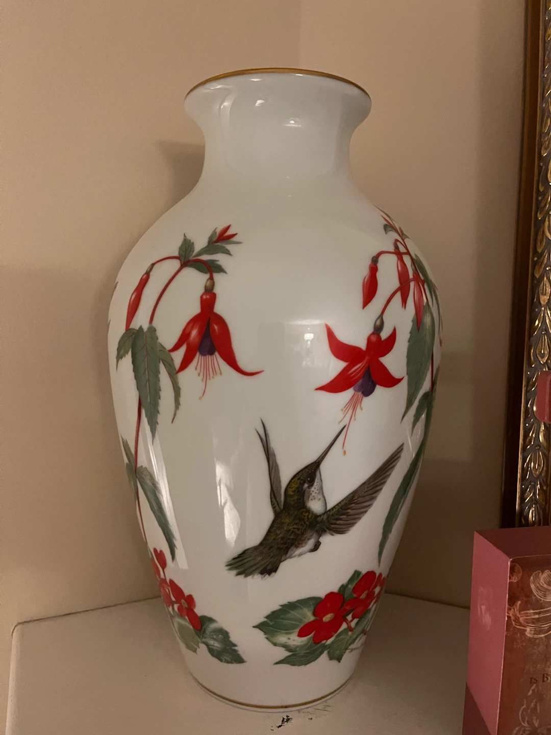 Hummingbird and Floral Porcelain Vase - photo 2