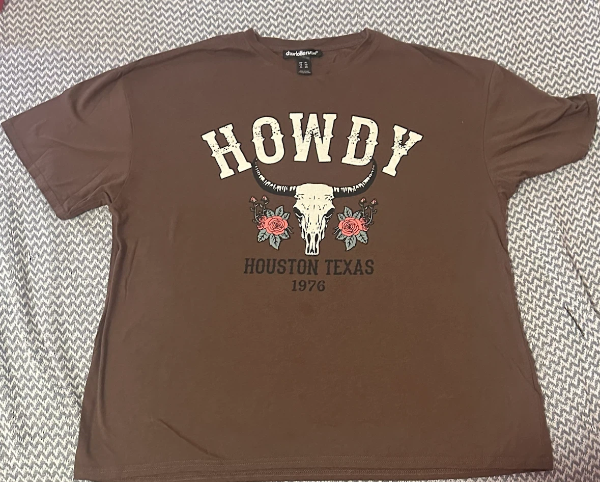 Charlotte Russe Brown Howdy Houston Graphic T-Shirt