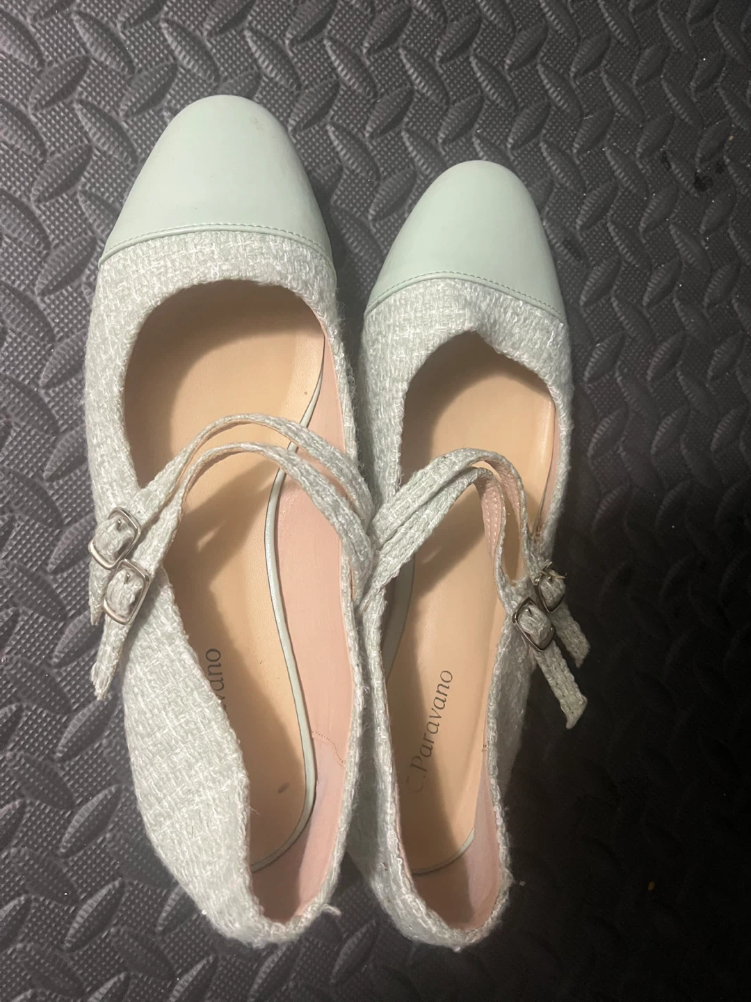 C.Paravano Tweed Mary Jane Flats