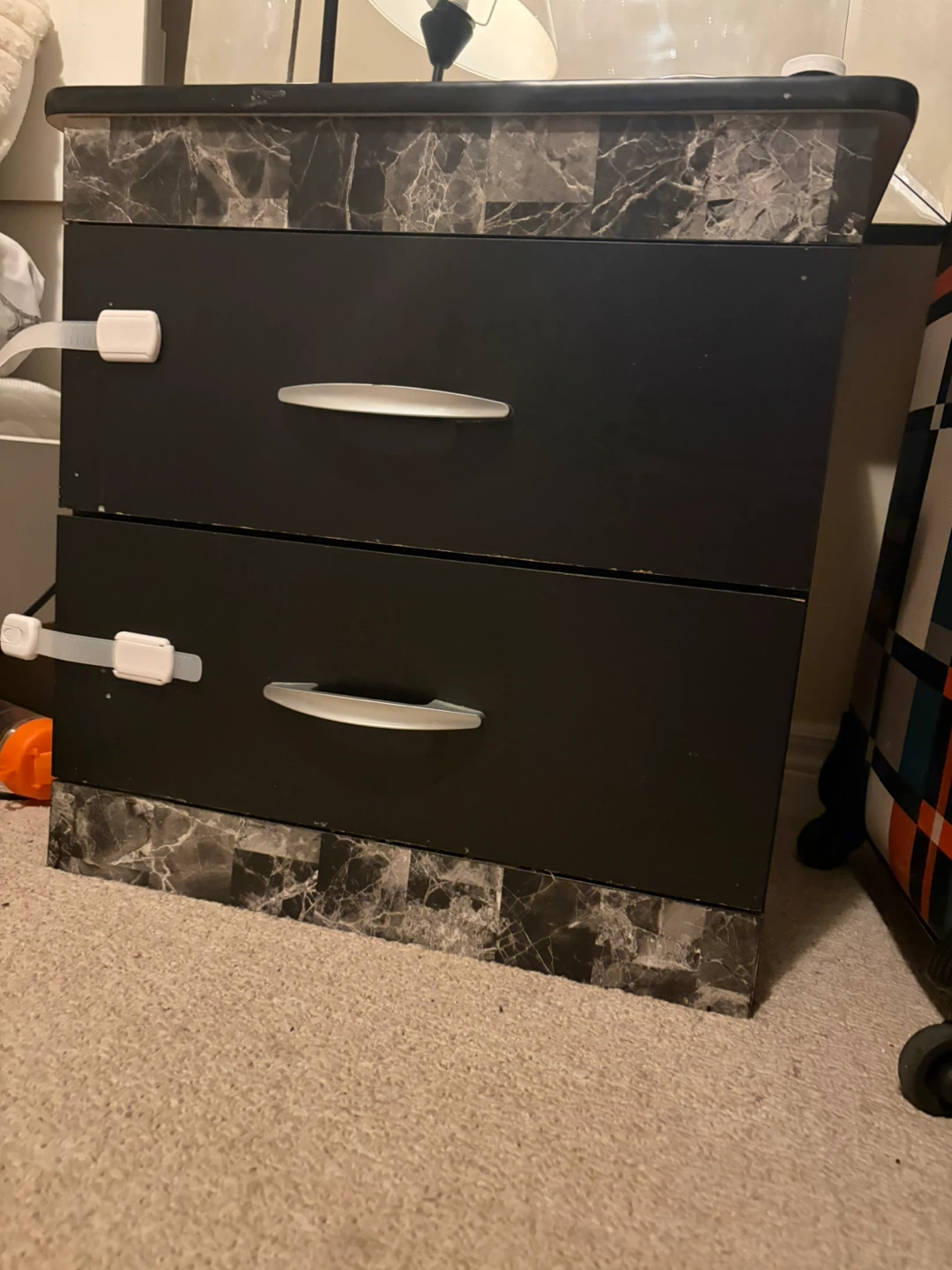2 Black Nightstand with Two Drawers - photo 2