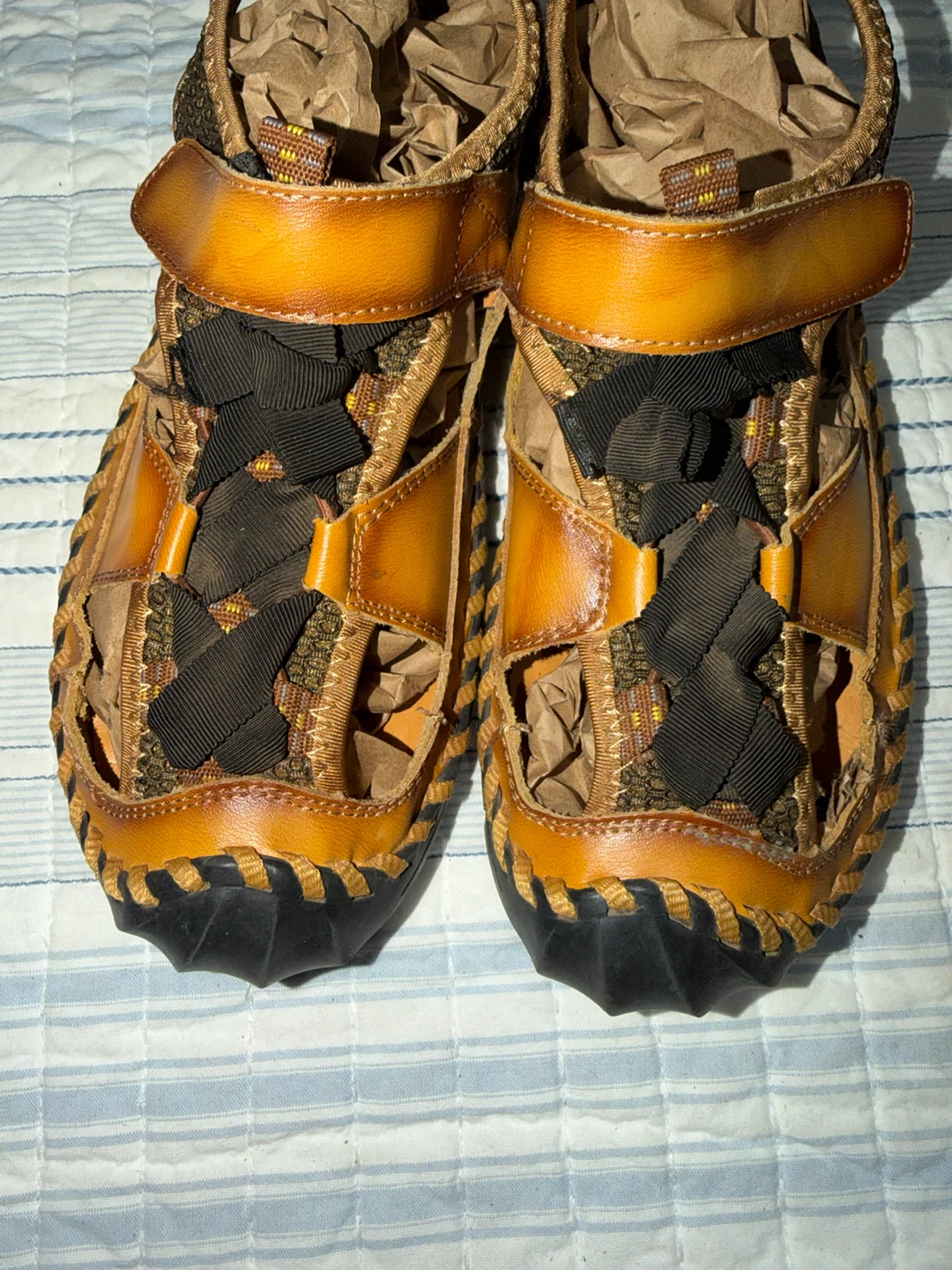 Mens Leather Fisherman Sandals Tan Size 41