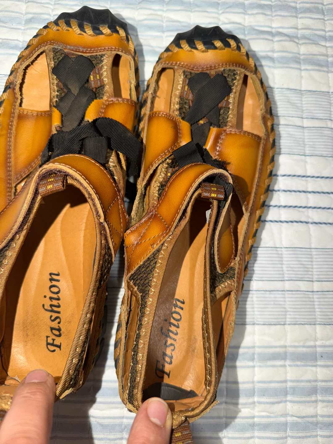 Mens Leather Fisherman Sandals Tan Size 41 - photo 2