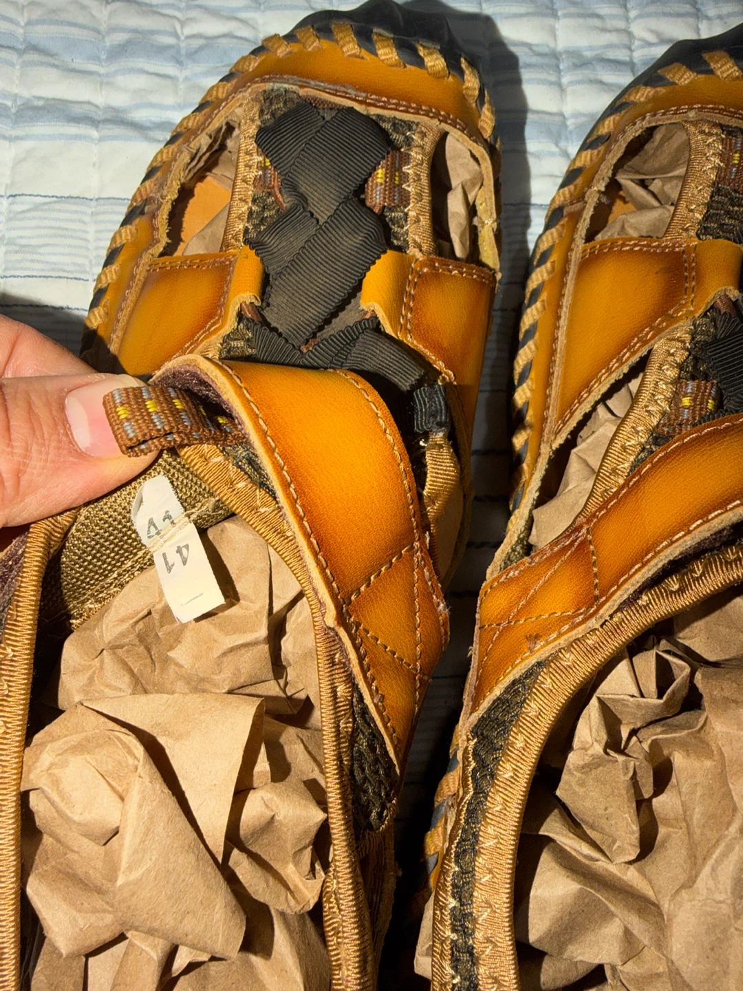 Mens Leather Fisherman Sandals Tan Size 41 - photo 4