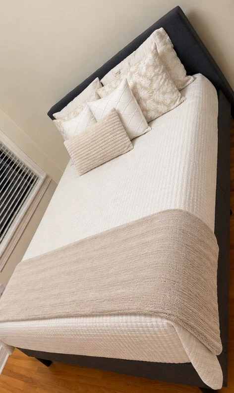 Gray Upholstered Queen Size Bed Frame - photo 2