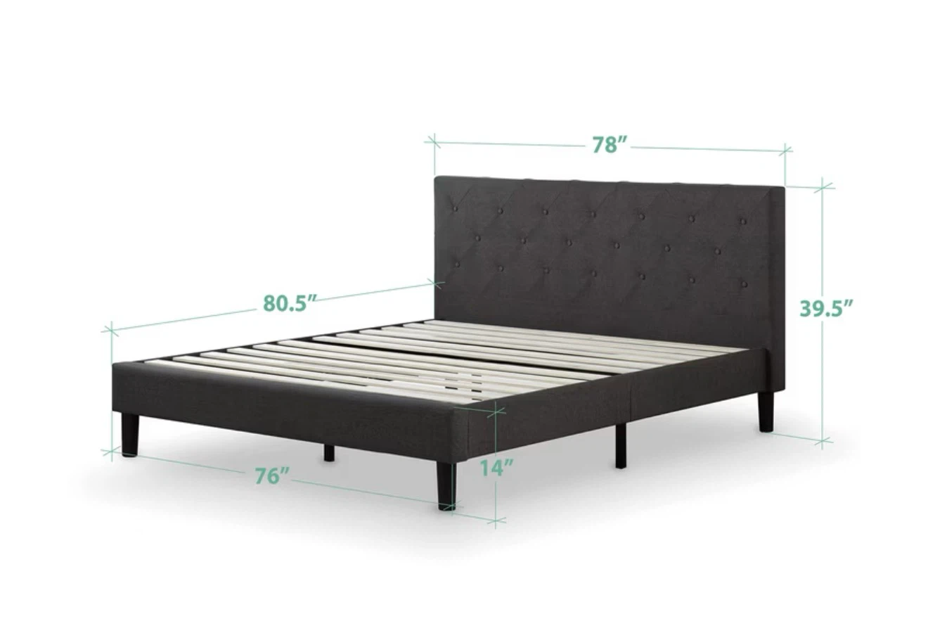 Gray Upholstered Queen Size Bed Frame - photo 4