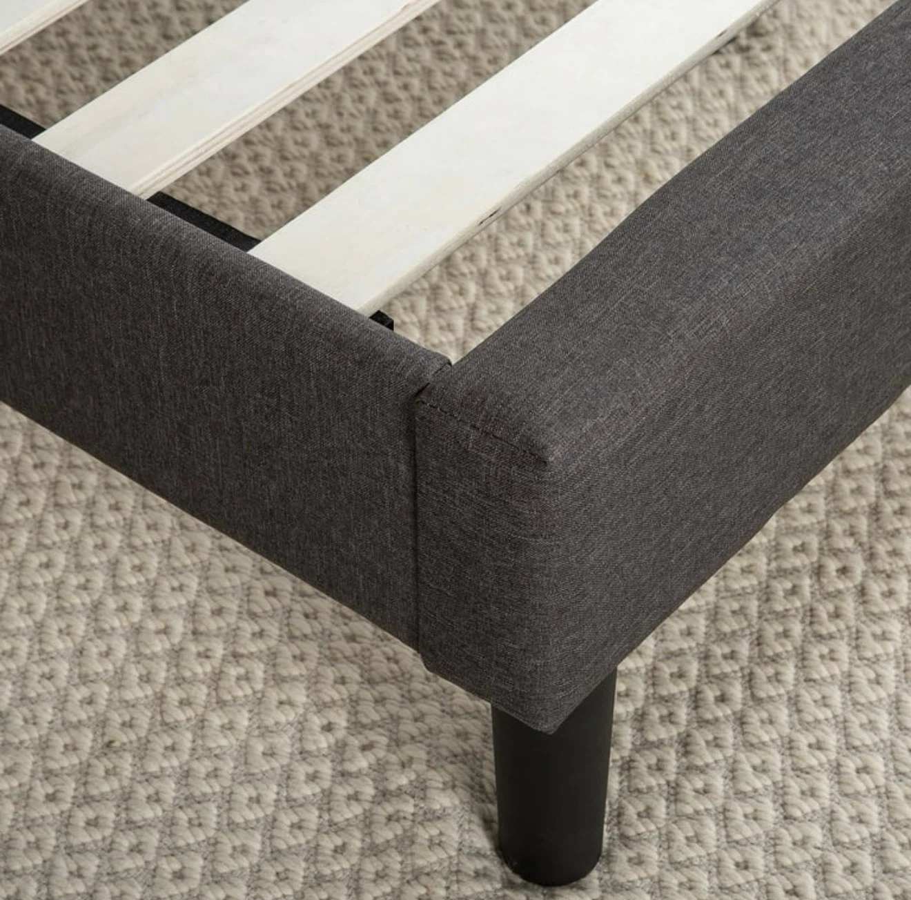 Gray Upholstered Queen Size Bed Frame - photo 5