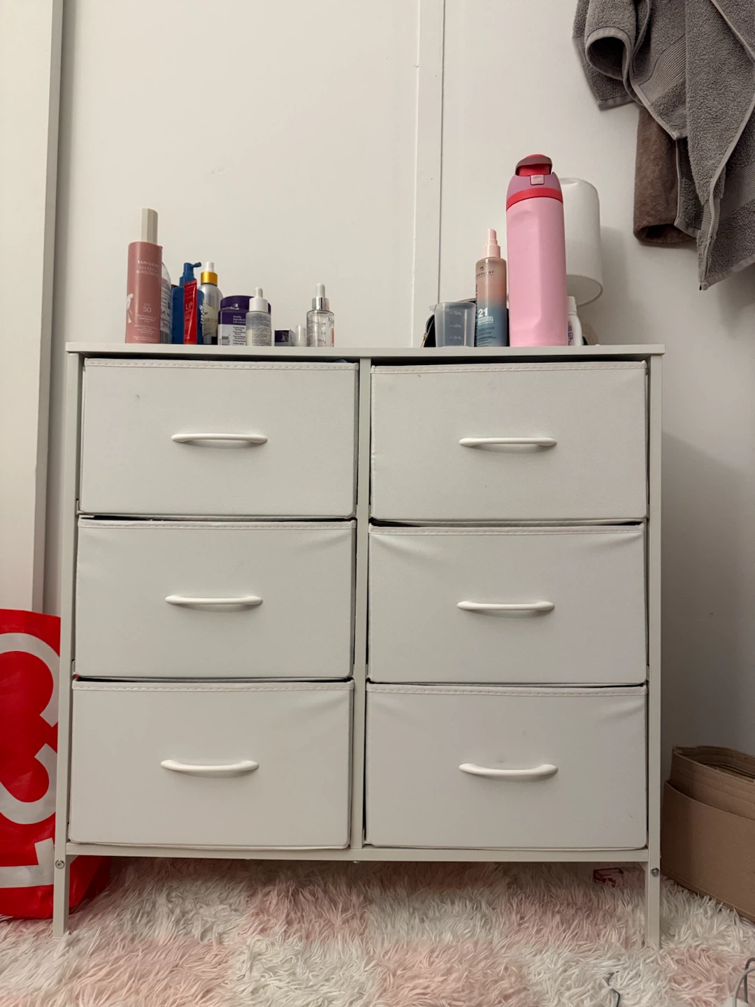 White 6-Drawer Fabric Storage Dresser