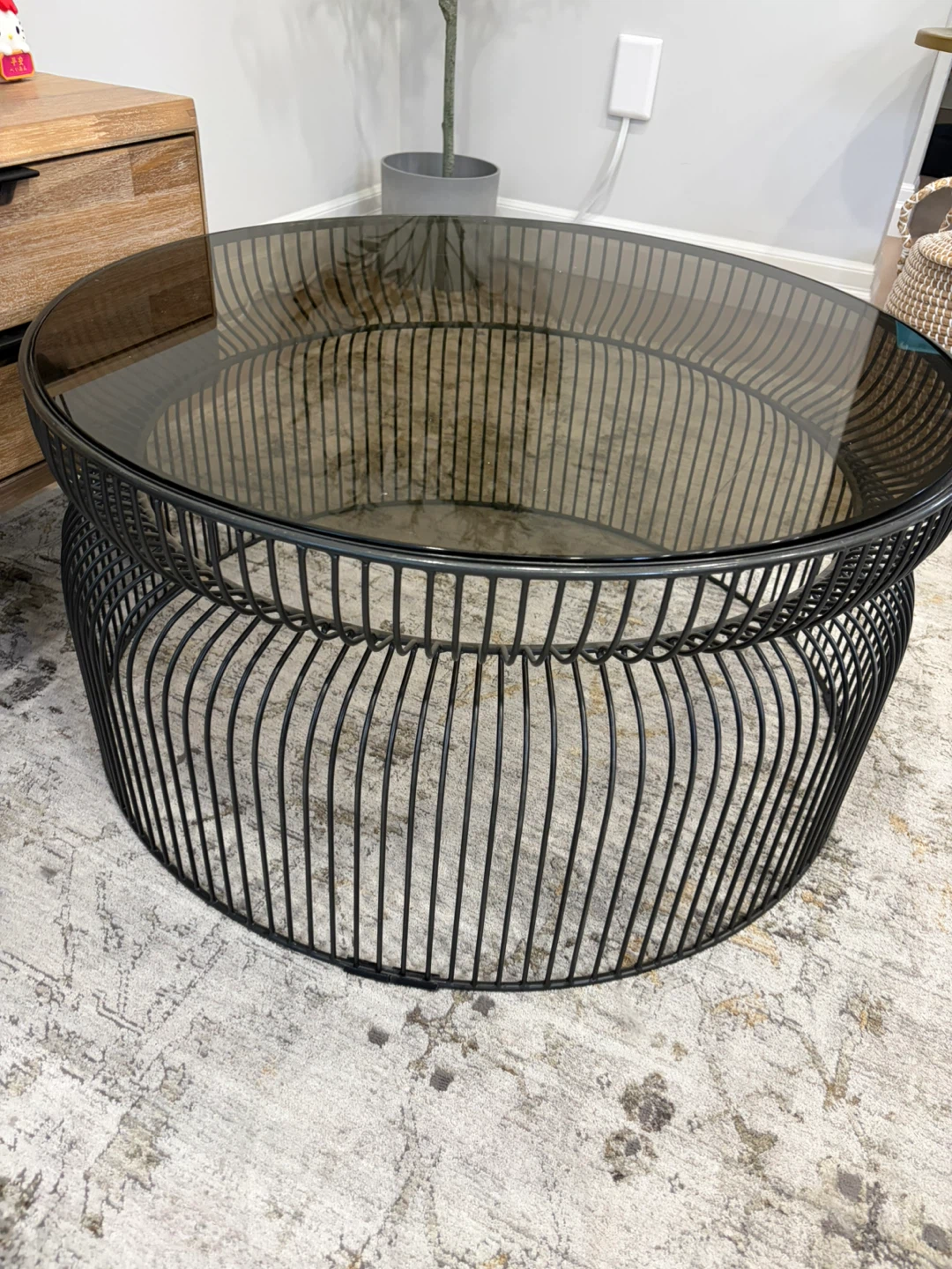 Crate and barrel glass coffee table