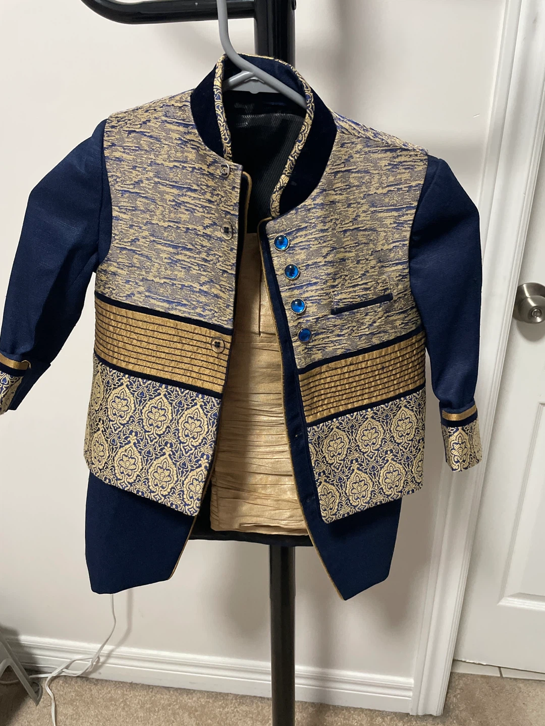 Kids Traditional Indian Outfit - Navy Blue and Gold