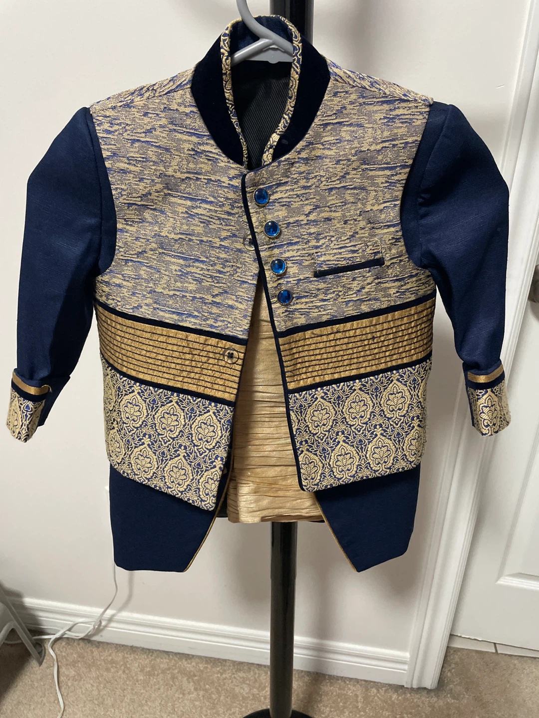 Kids Traditional Indian Outfit - Navy Blue and Gold - photo 2