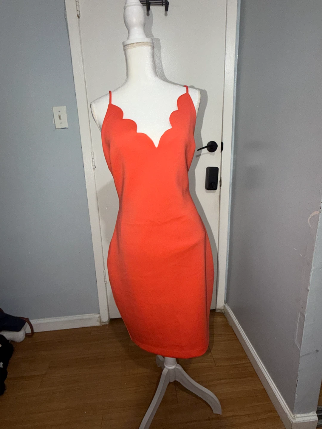 Scalloped Neck Dress Orange