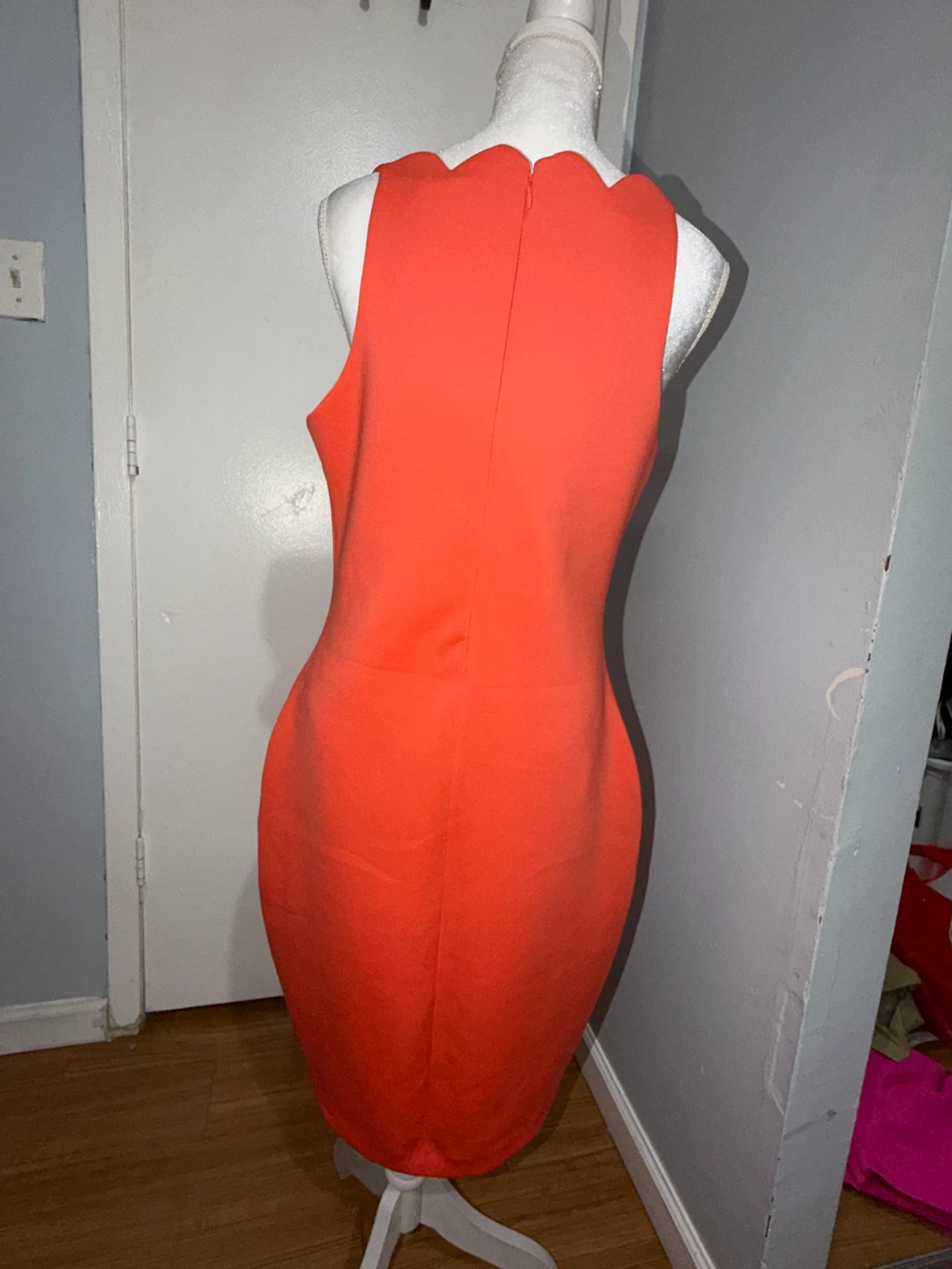 Scalloped Neck Dress Orange - photo 2