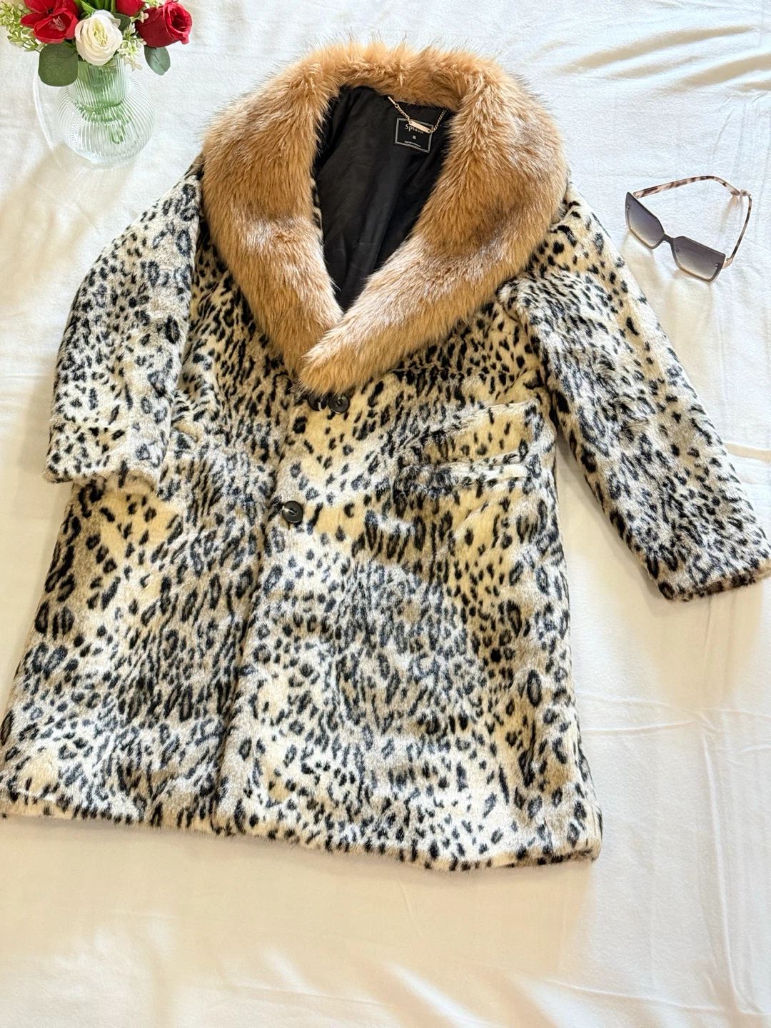 Splash Faux Fur Leopard Print Coat