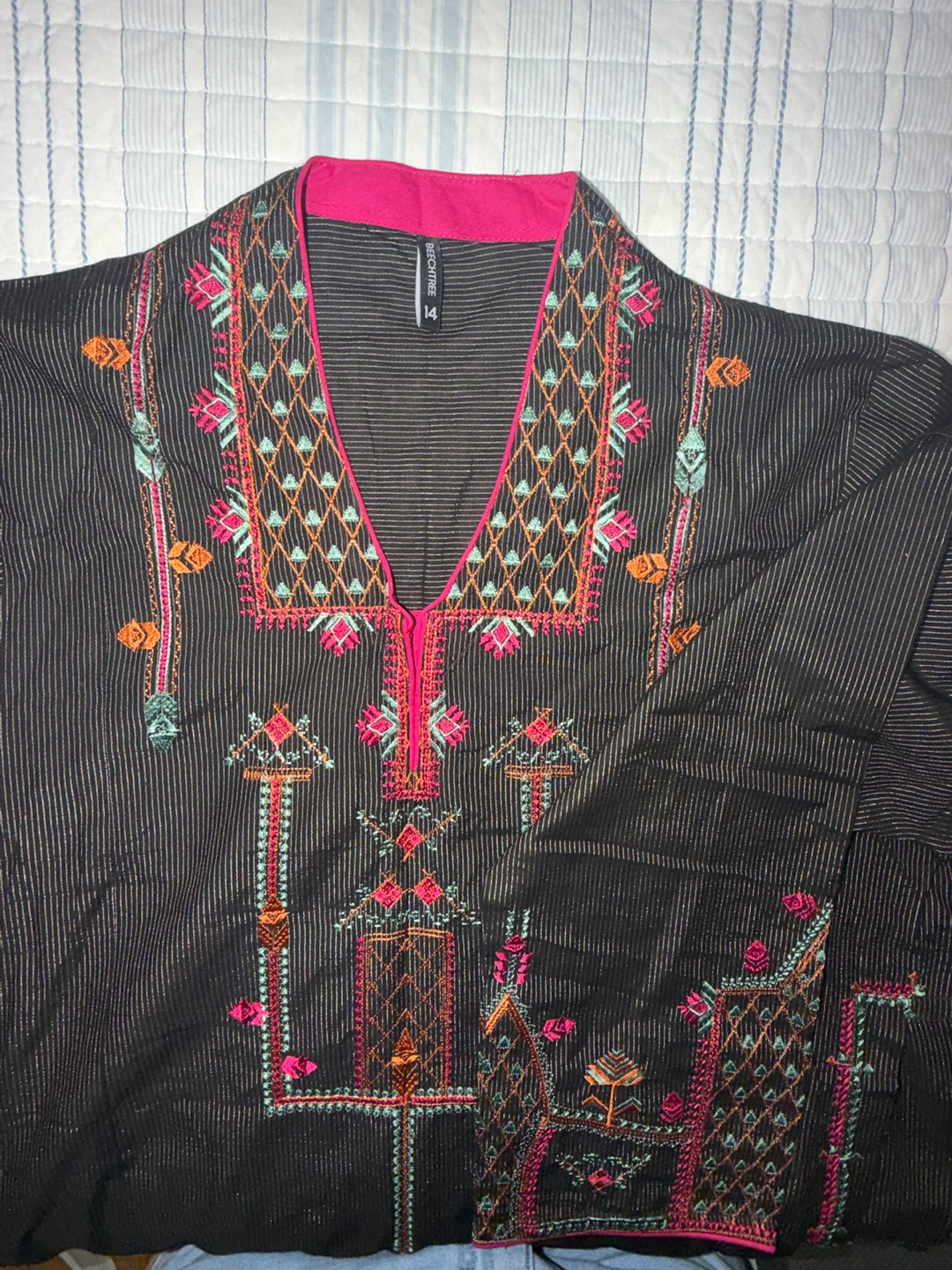 Beechtree Black Embroidered Kurta Size 14 - photo 2
