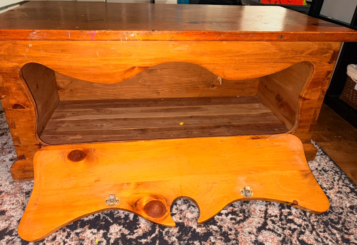 Vintage solid pine wood storage chest - photo 5