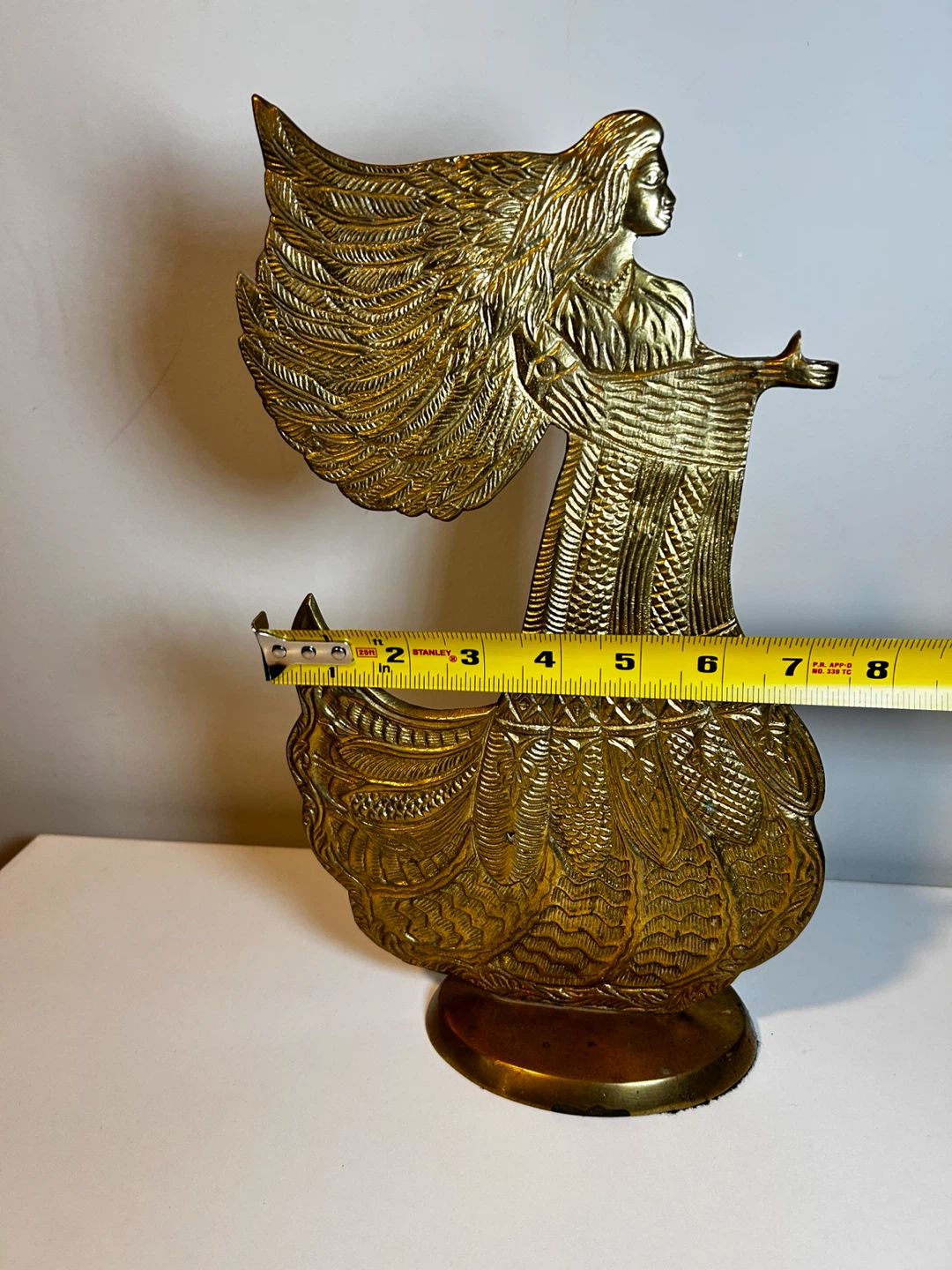 Large Brass Angel Vintage, 12” holder incense, flowers - photo 2