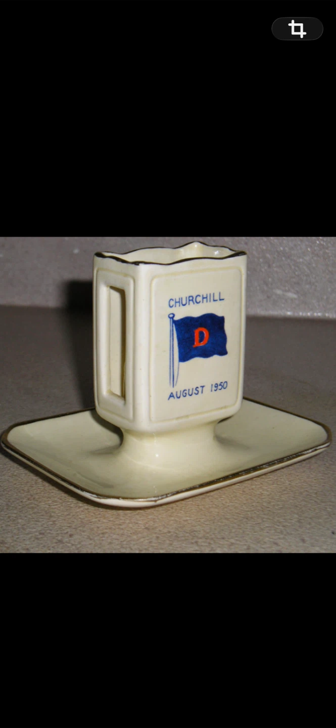 1950 Churchill commemorative porcelain match holder - photo 2