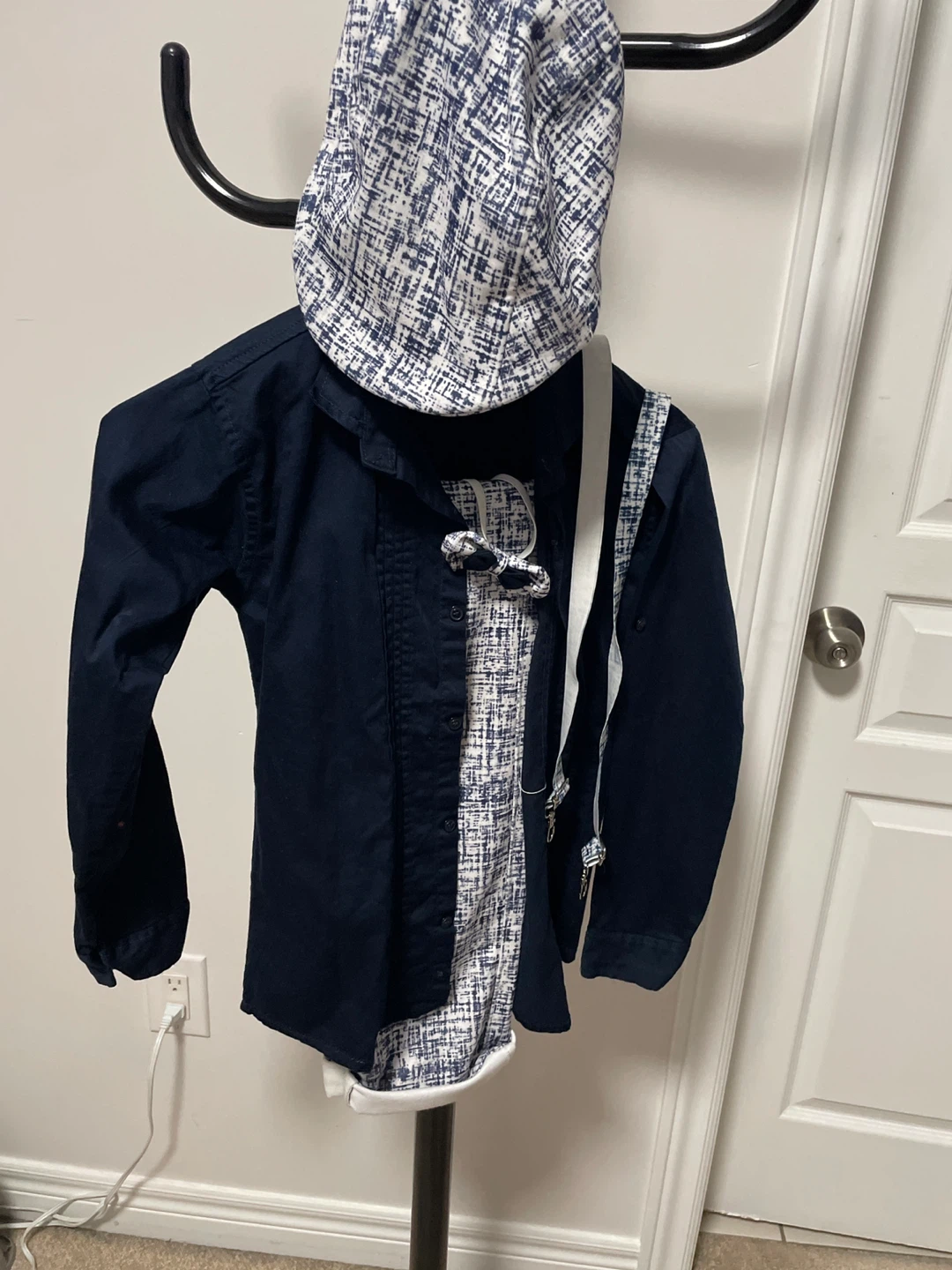 Boys Navy Dress Shirt and Patterned Set