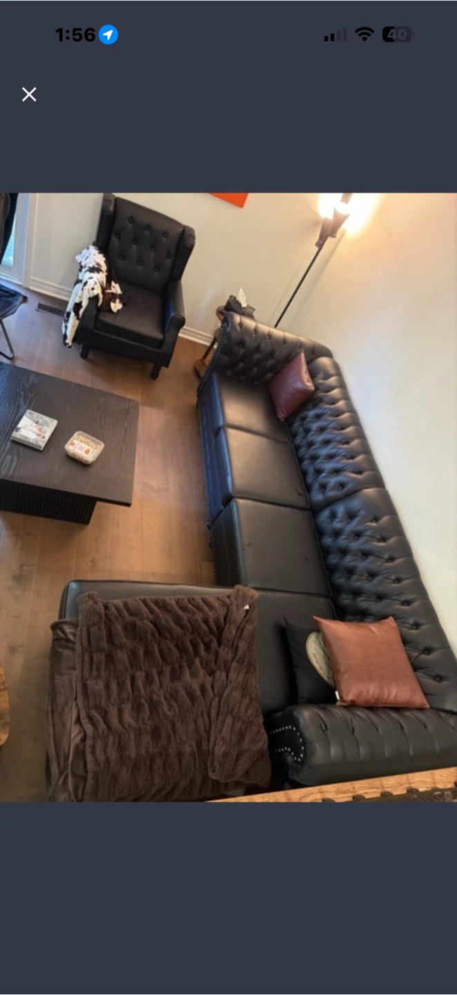 Black Leather Sofa set - photo 5