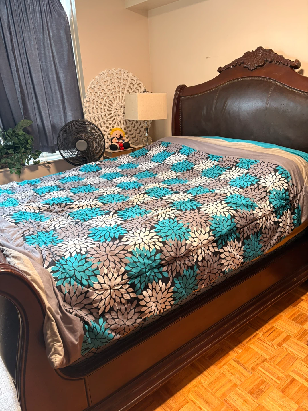 Dark Wood Sleigh Bed Frame - photo 2