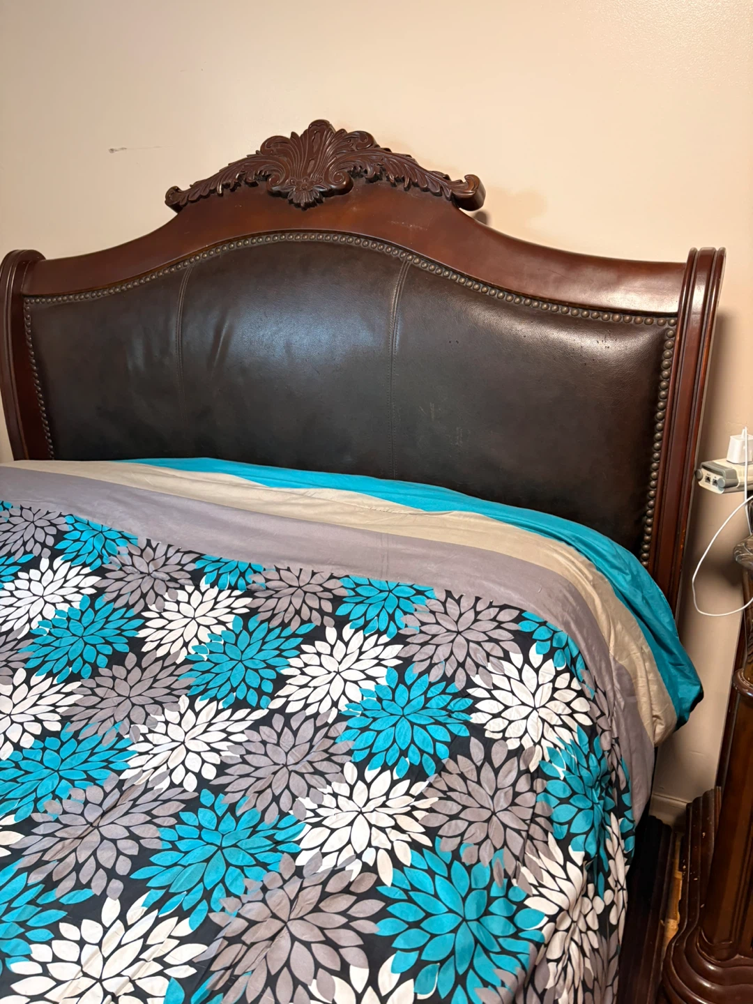 Dark Wood Sleigh Bed Frame - photo 3