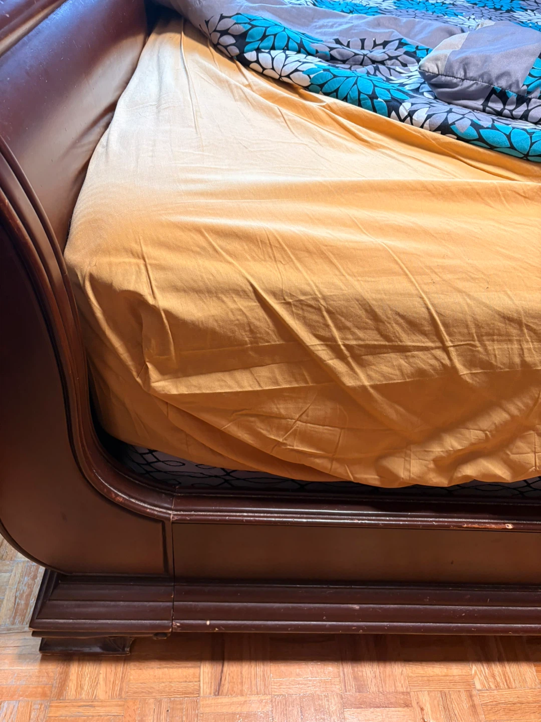 Dark Wood Sleigh Bed Frame - photo 4