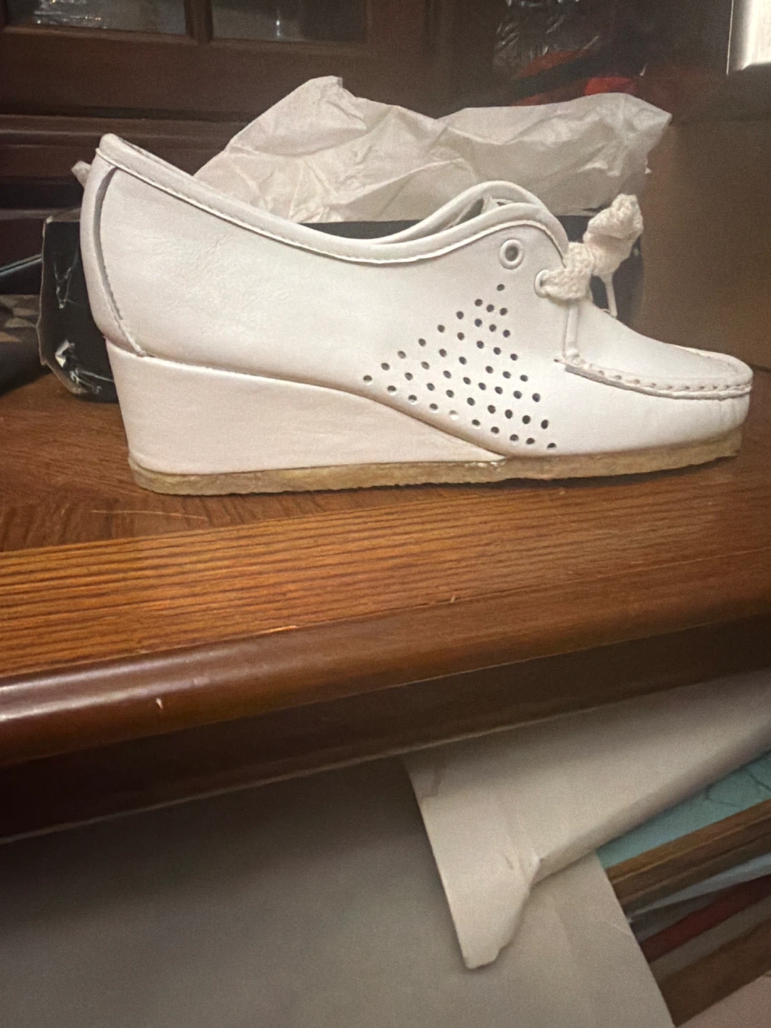 Vintage Fredelle White Wedge Shoes deadstock - photo 3