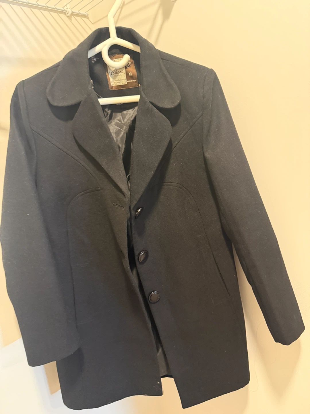 Chess Casuals Black Wool Coat - XL