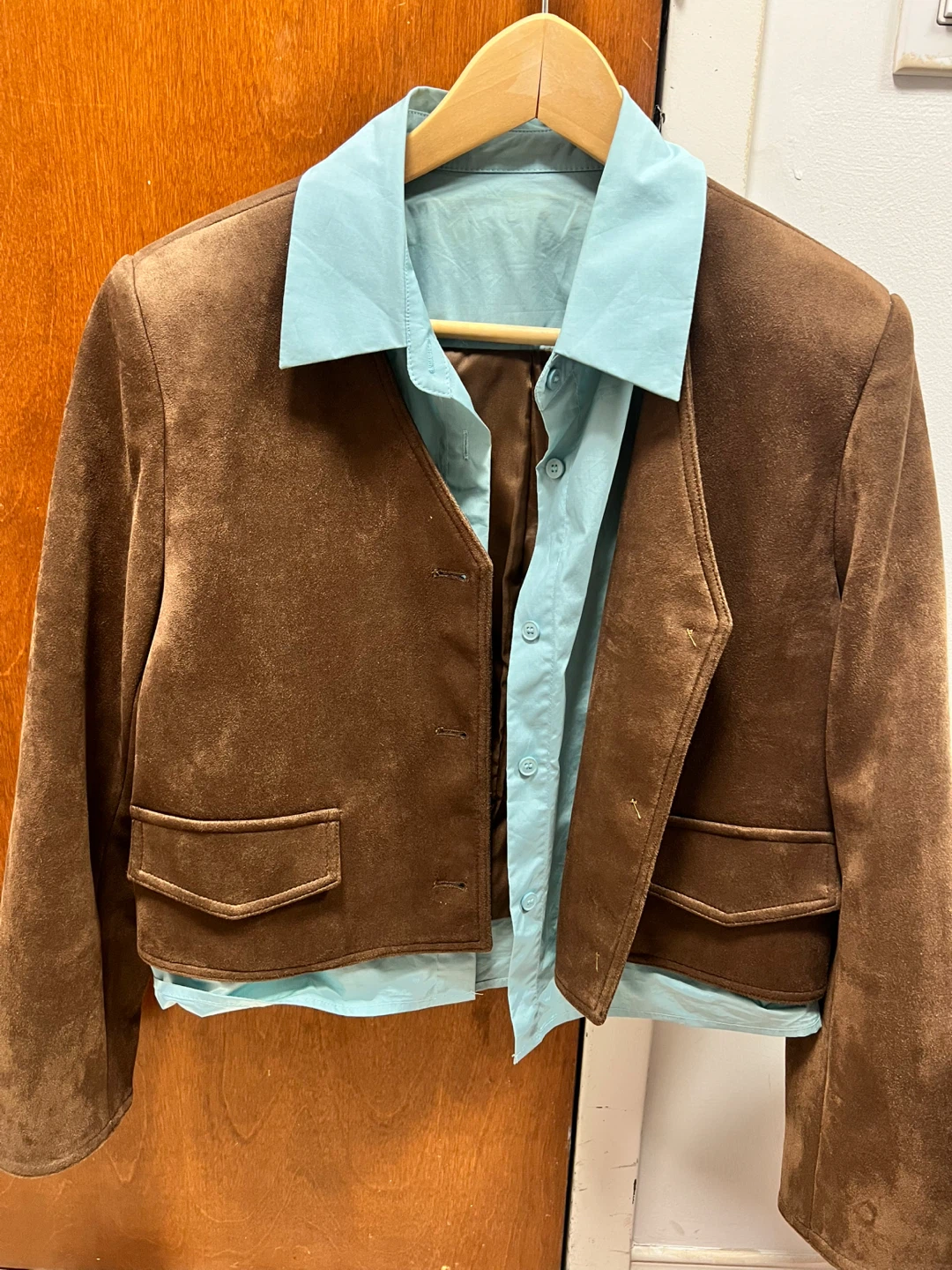 Brown Suede Cropped Jacket
