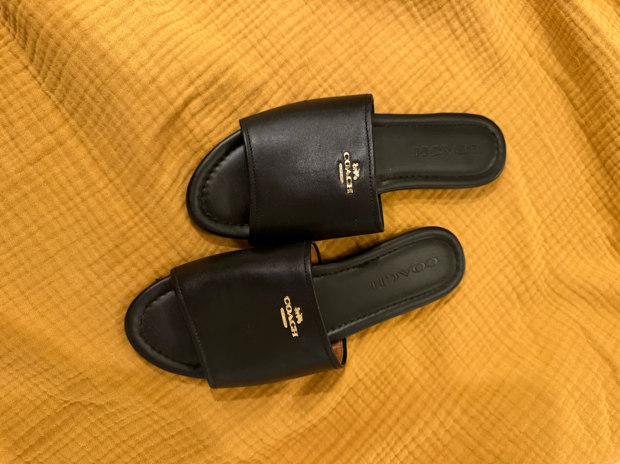 Coach Black Leather Slide Sandals - photo 3