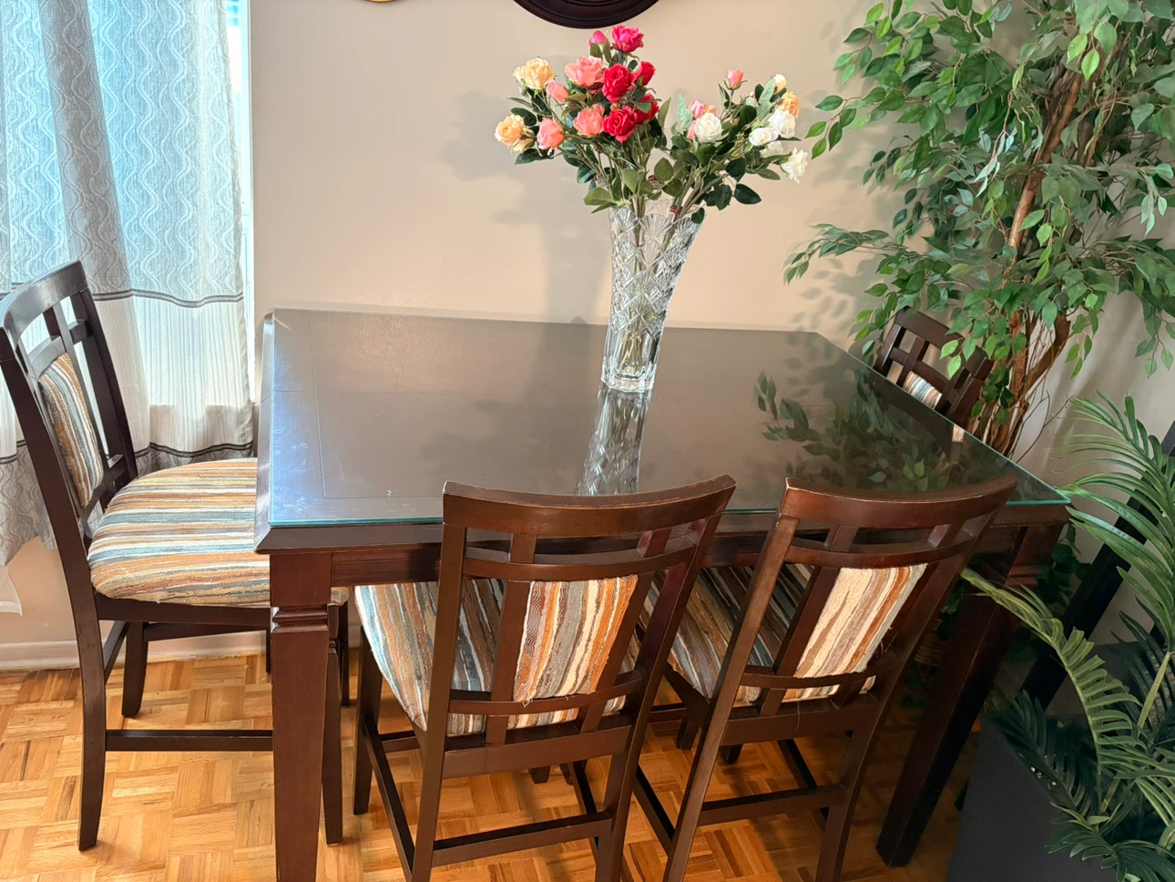 Set of 6 Bar Height Dining Chairs with glass - photo 2