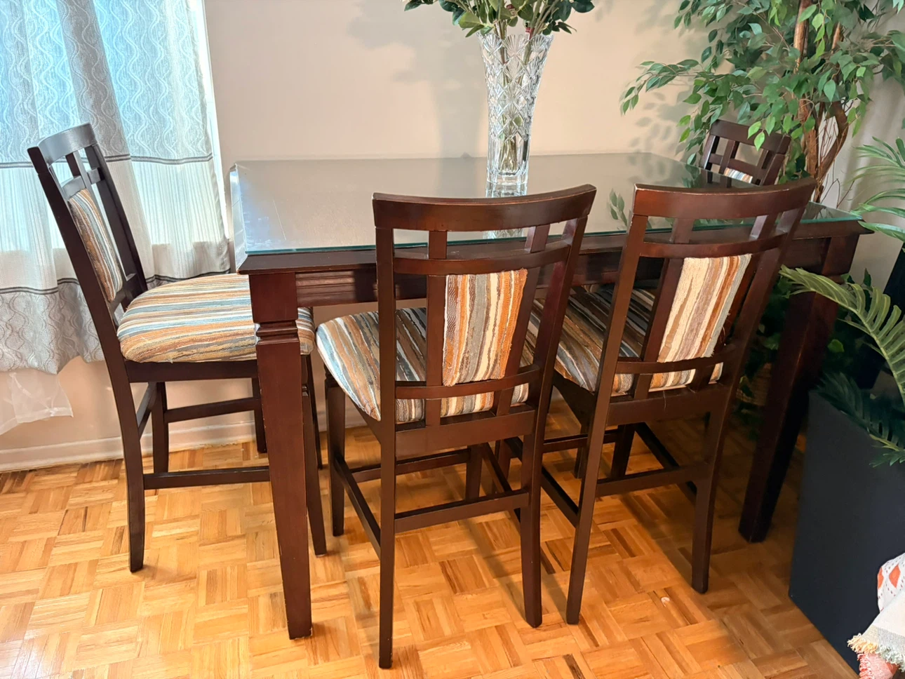 Set of 6 Bar Height Dining Chairs with glass - photo 3