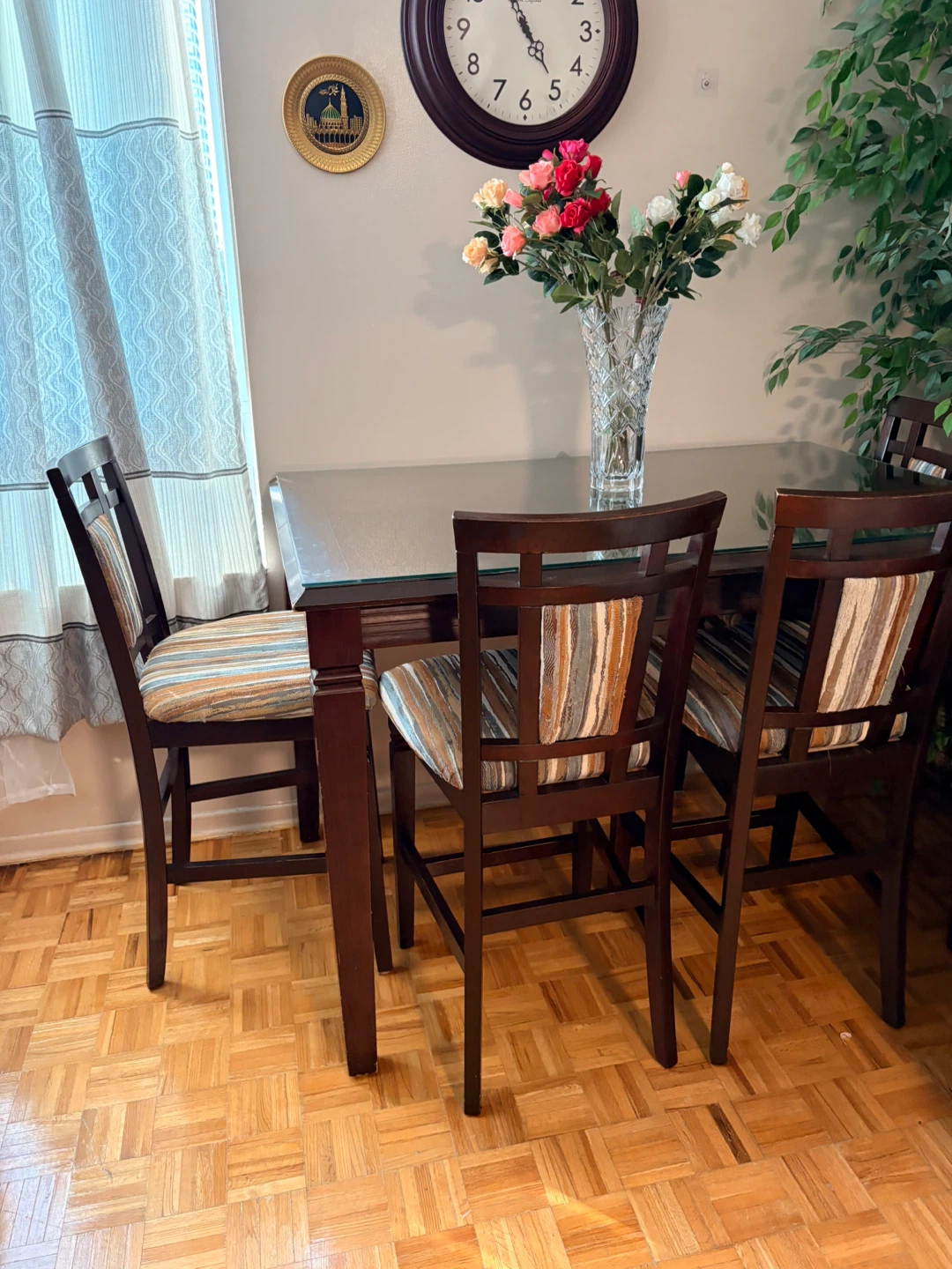 Set of 6 Bar Height Dining Chairs with glass - photo 5
