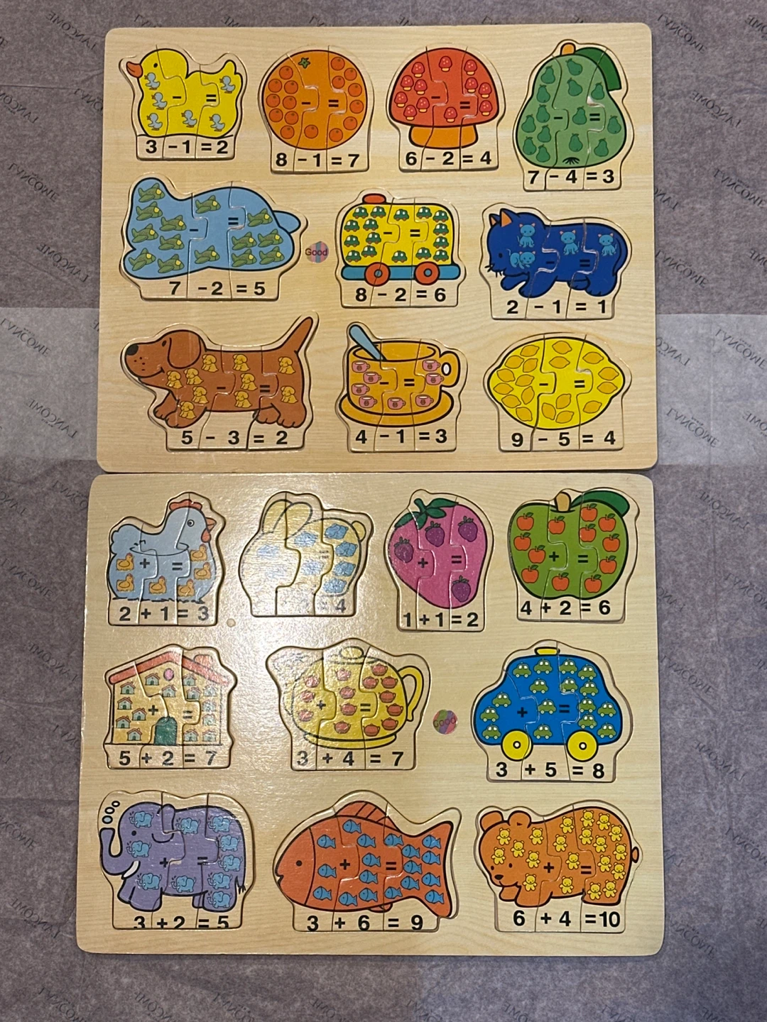 Set of 2 Educational Wooden Math Puzzles