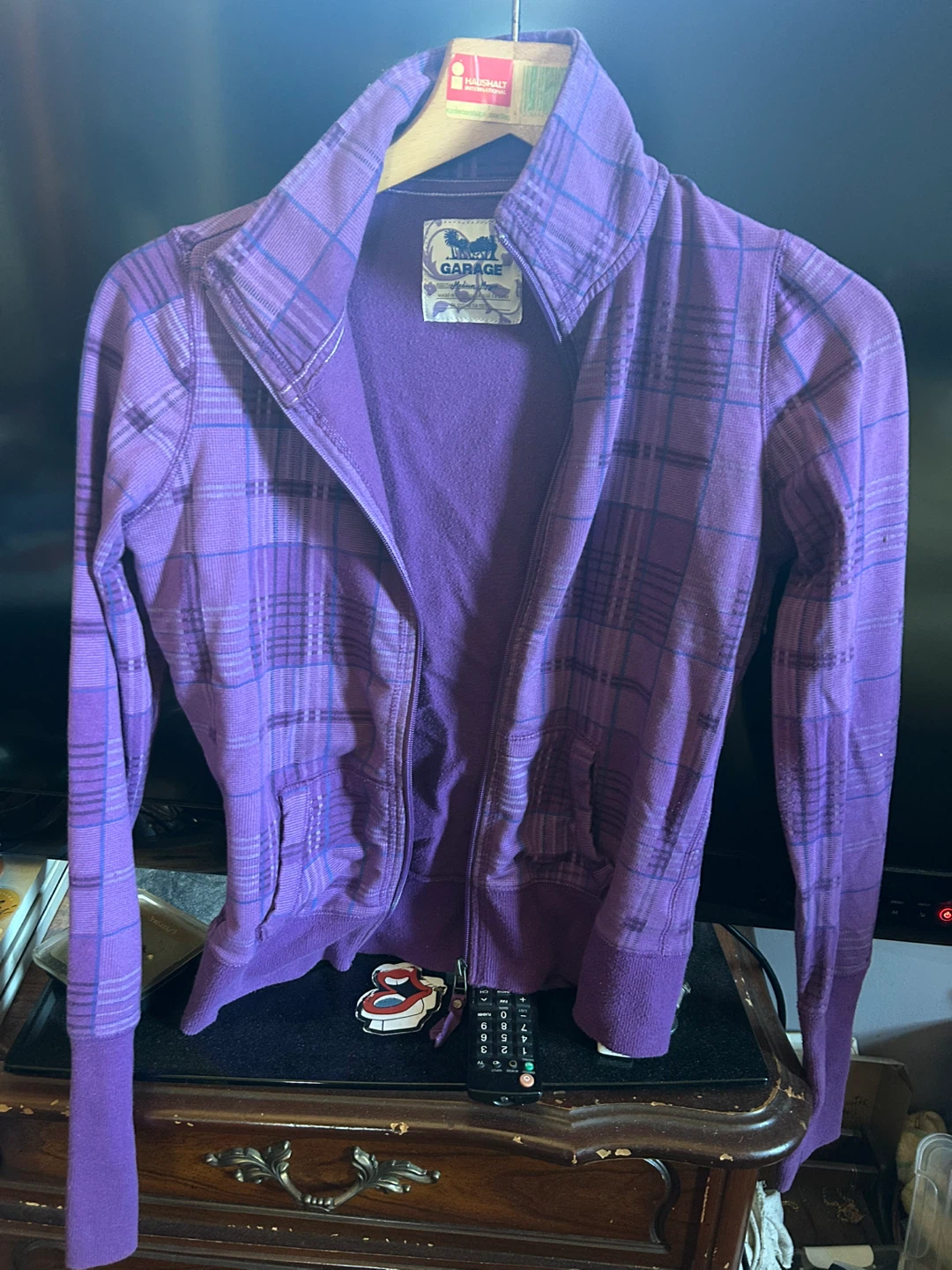 Garage Purple Plaid Zip-Up Hoodie