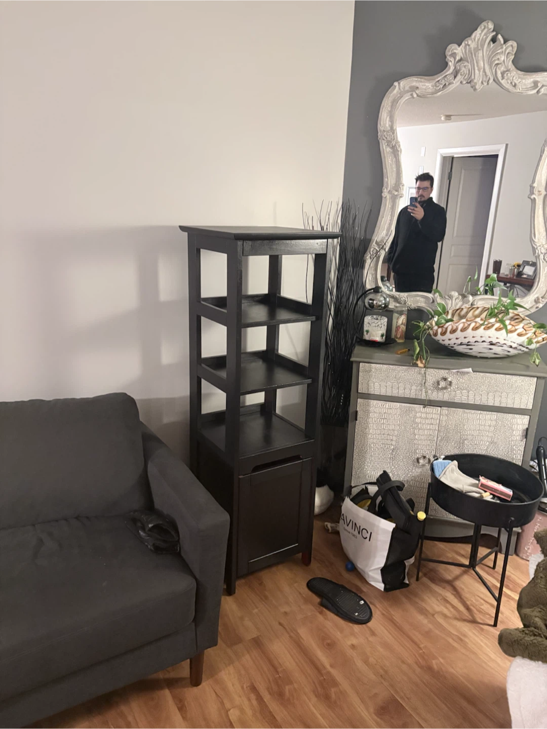 Black Wooden Standing Shelf