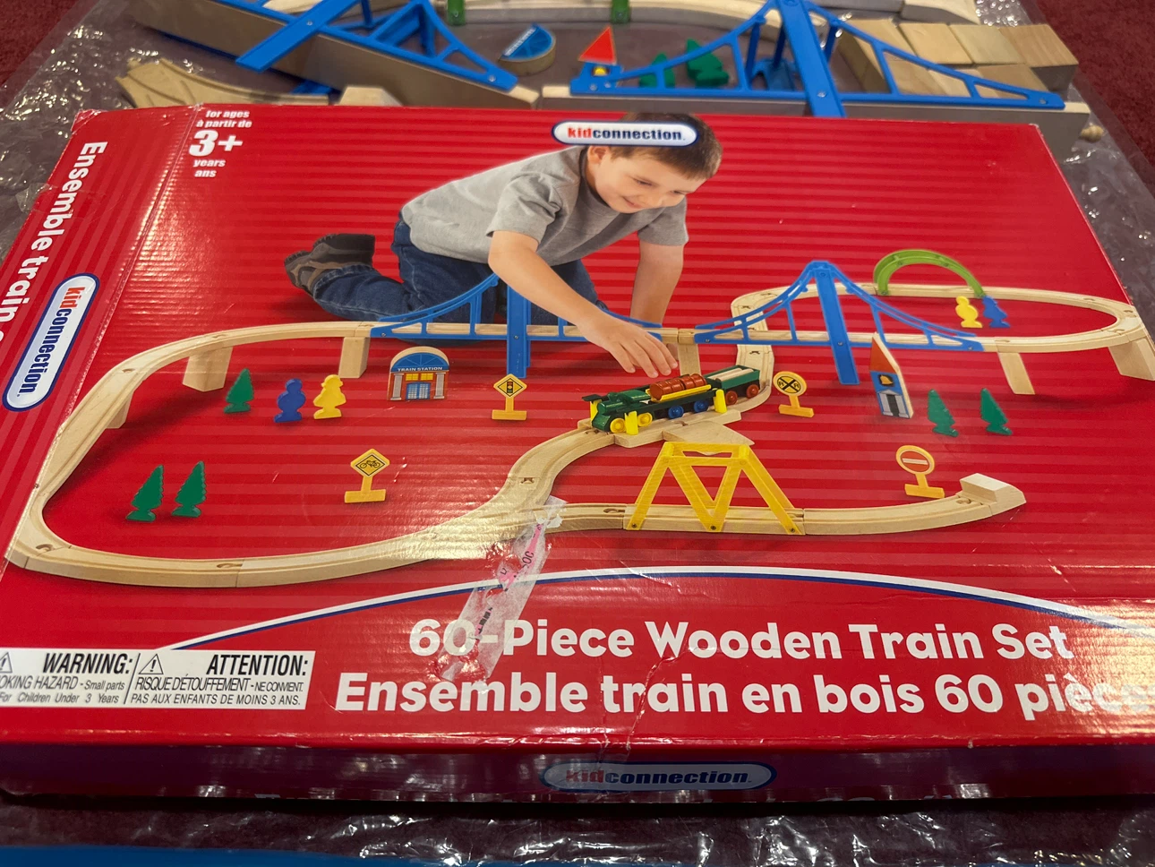 Kid Connection 60-Piece Wooden Train Set