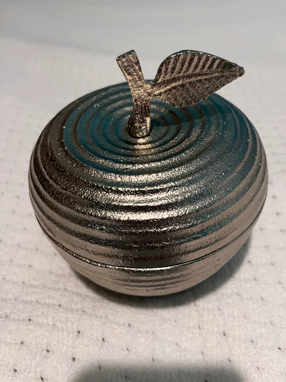 Silver Apple Shaped Trinket Box