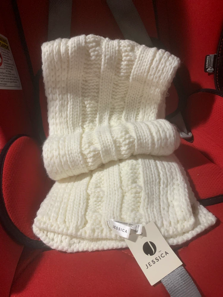 Jessica White Knit Infinity Scarf