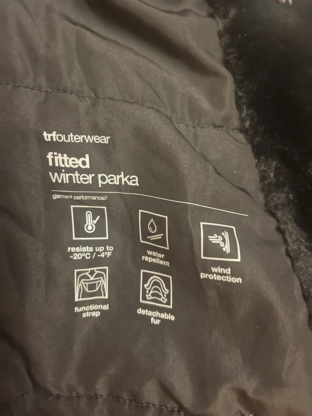 Zara TRF Fitted Winter Parka - Black, Size Medium - photo 5