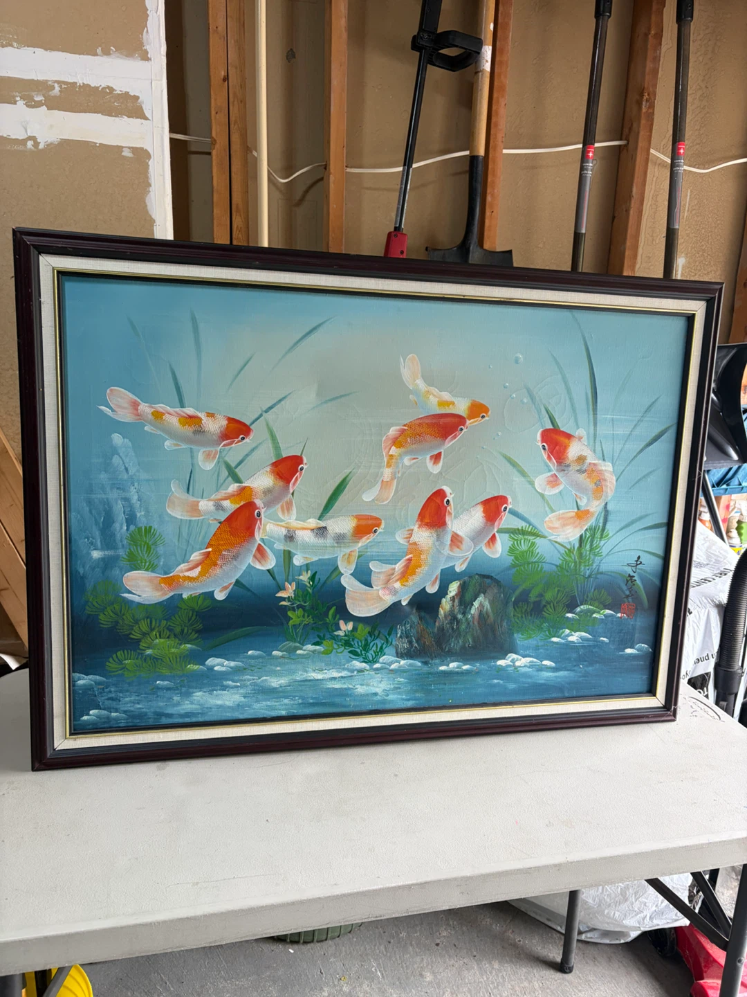 Chinese Antique Fish Acrylic Painting