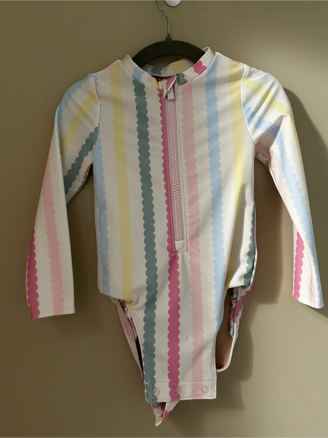 Old Navy Pastel Striped Long Sleeve Swimsuit