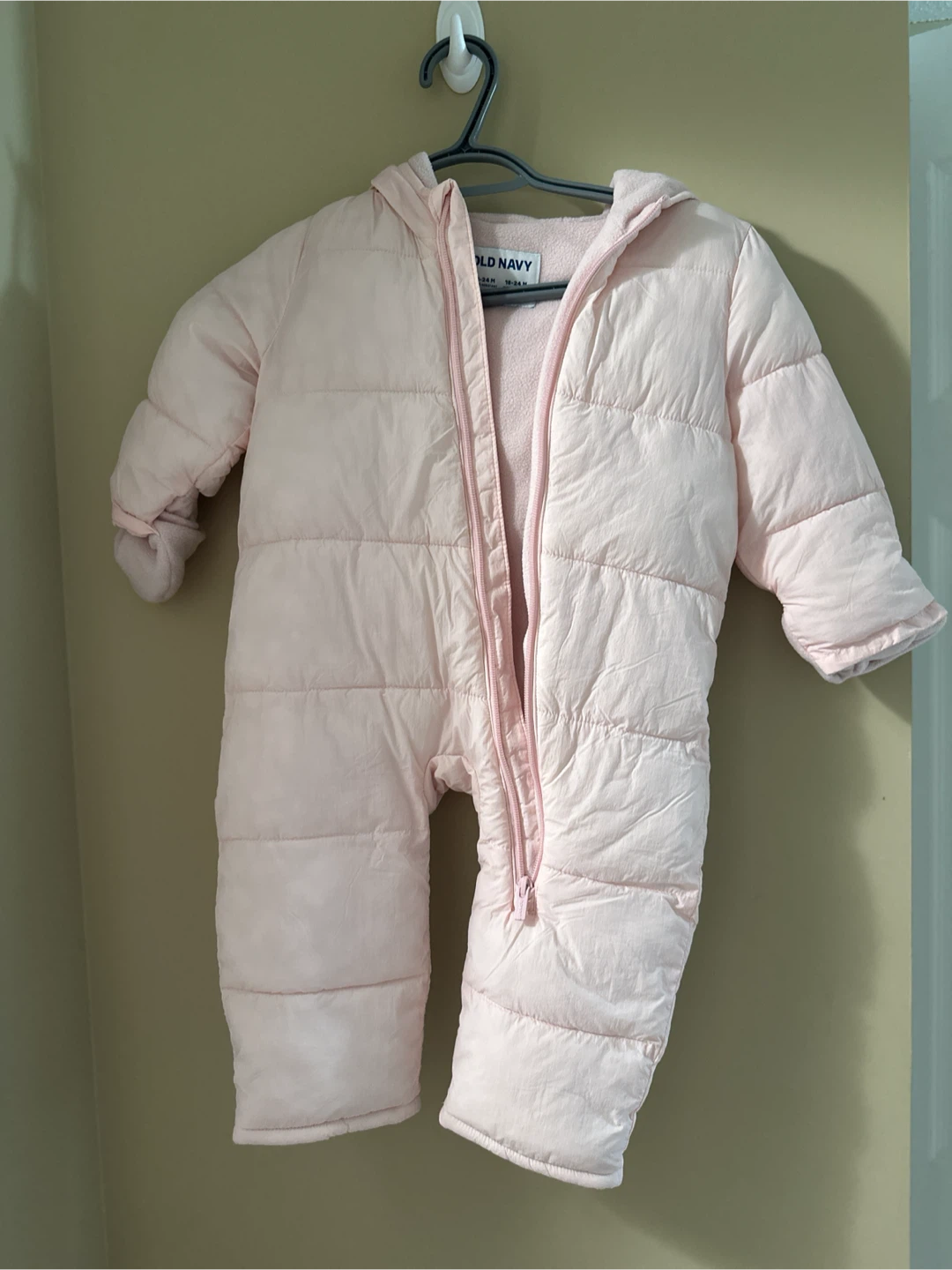 Old Navy pink water-resistant snowsuit