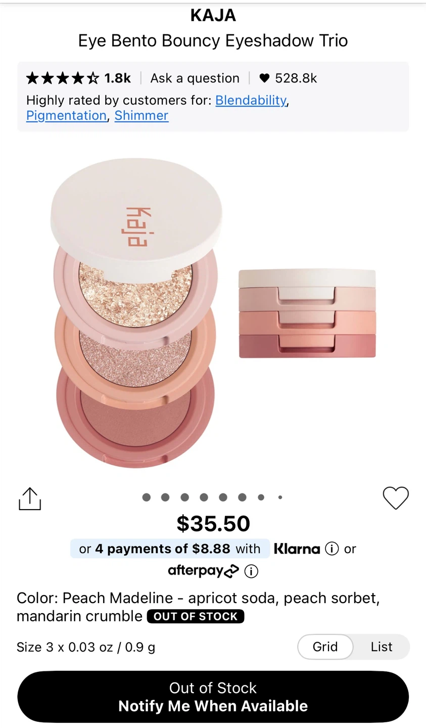 Kaja Beauty Bento Bouncy Eyeshadow Trio - Peach Madeline